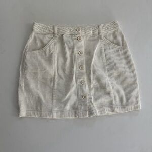Corduroy Cream Button-Front Skirt